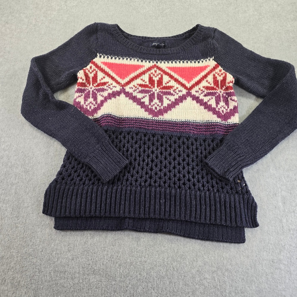 American Eagle Outfitters Navy Snowflake Fair Isle Knit Sweater Women's XS 2013